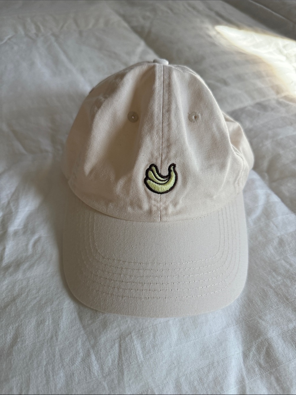 Cream Baseball Cap with Banana Embroidery
